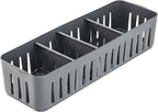 Simplify 4 Compartment Stackable Bin with Adjustable Dividers | Drawer Organizer | Storage Basket | Good for Office | Desk Supplies | Dorm |Bathroom | Accessories | Make Up | Grey