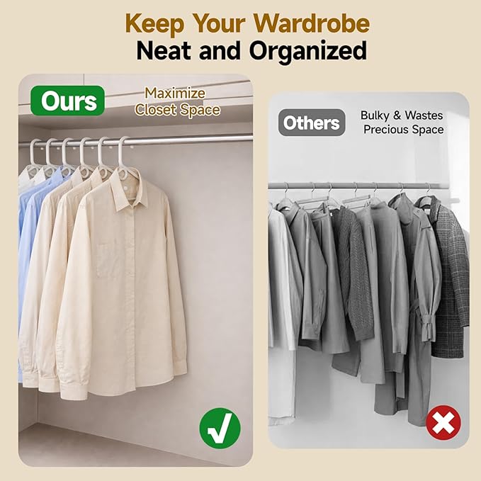 White Plastic Hangers 18 Pack, Heavy Duty Clothes Hangers for Standard Size Hangers with Center Hook & Non-Slip Pants Bar for Shirts, Pants, Coat, Dresses, Jackets, Scarves and Belts