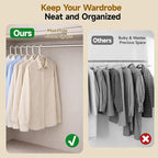 White Plastic Hangers 24 Pack, Heavy Duty Clothes Hangers for Standard Size Hangers with Center Hook & Non-Slip Pants Bar for Shirts, Pants, Coat, Dresses, Jackets, Scarves and Belts