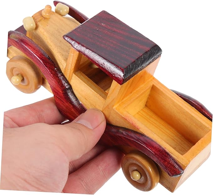 LIFKOME 1pc Vintage Wooden Car Model Decor Retro Wood Car Ornament for Home Desktop Chic Craft for Collectors and Unique Idea for Office and Bedroom Decor