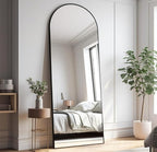 Prywot Arched Floor Mirror, 57 "x 20" Full Length Mirror Wall Mirrors Hanging or Leaning Arched-Top Full Body Mirrors with Stand for Bedroom, Dressing Room, Black