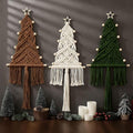 HunnmingRe 3 Pcs Large Macrame Christmas Tree Macrame Christmas Wall Decoration Hanging Ornaments Boho Wall Decor for Party Supplies (Beige,Brown and Army Green)