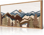 BINCUE Large Mountain Wall Art Framed Boho Wall Decor Mountain Artwork Landscape Wall Pictures Rustic Mountains Paintings Boho Landscape Art Prints Rustic Farmhouse Decor for Office Living Room Bedroom 20x40 Inches