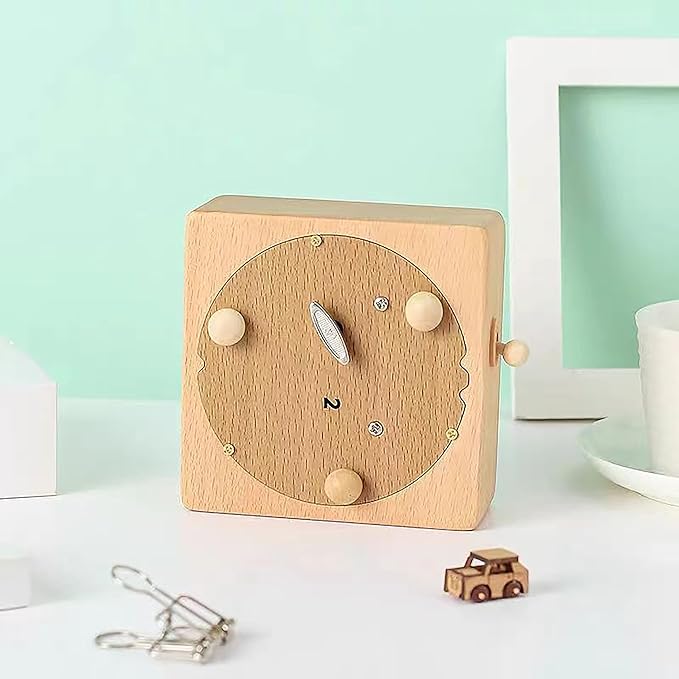 Natural Solid Wood Handcrafted Beech Wooden, Musical FigureTotoro/Carousel/Fairy/Ballerina Figurine,Rotating Hand Crank Mechanism Music Box,Musical Decorations (Eiffel Tower)