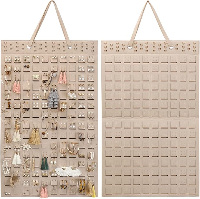 Hanging Earrings Organizer, Earring Holder & 20 Hooks, Holds Up To 300 Pairs, Compact Design, Soft Material, Earring Hanger Earring Display Hanging Organizer for Women Girls -1 Pack