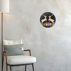 Decorative Plates for Display 10" Symmetrical Deer Floral Arrangement Starry Night Sky Ceramic Ornament with Display Stand and Hook Up for Wall Decor Hanging Festival Wedding Gift