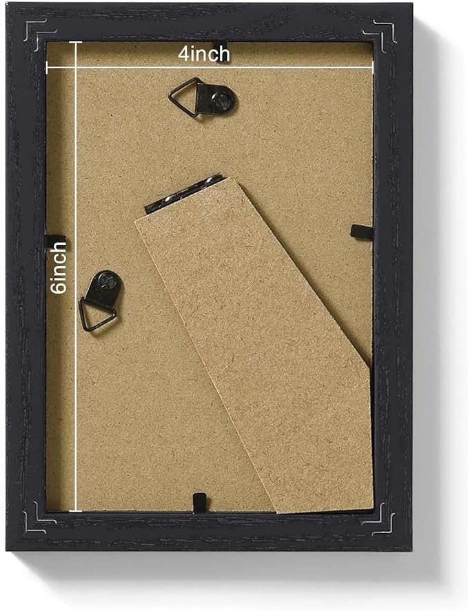 Vittanly 4x6 Picture Frames Set of 9, Display 3.5x5 Pictures with Mat or 4x6 without Mat, Photo Frames for Wall or Tabletop with Plexiglass, Engineered Wood, Black&Brown&Grey