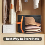 Oversized Clear Hat Storage Box for Women, Cowboy Hat Organizer for Closet, Wide Brims Hat Case with Carrying Handles, Hat Bag (Black)
