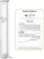 SURI Mezuzah with Kosher Scroll for Door | Certified 4-Inch Hand-Written Kosher Scroll by a Certified Jewish Rabbi (Sofer Stam) and Elegant Transparent 5-Inch Mezuzah Case | Made in Israel