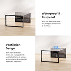 Shoe Storage Box, 15 Pack Clear Plastic Stackable Shoe Organizer for Closet, Interlocking Design for Sneakers, Foldable Shoes Container Rack with Lids, Black