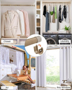 Closet Rods for Hanging Clothes, 17 to 99 Inches Stepless Adjustable Metal Closet Rod, 1.3 Inches Heavy Duty Clothes Hanging Rod for Closet Wardrobes Laundry RV(Wood Grain)