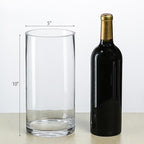 CYS Excel Glass Cylinder Vase (H:10" D:5") | Multiple Size Choices Glass Flower Vase Centerpieces | Hurricane Floating Candle Holder Vase