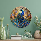 Decorative Plates, Stained Glass Design Peacock & Flower Display Plate for Home Office Kitchen Table Decor Porcelain Plates 6 Inch, Gifts for Peacocks Lover