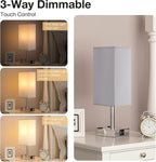 【Upgraded】Bedside Table Lamp Touch Control, with USB C+A Charging Ports & Dual AC Outlets, 3-Way Nightstand Lamp for Bedroom with LampShade Living Room Office(LED Dimmable Bulb Included)
