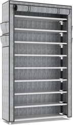 LANTEFUL Shoe Rack with Covers 10 Tier Tall Shoe Rack Organizer Large Capacity Shoe Shelf Storage 40 Pairs Space Saving Free Standing Shoe Storage Organizer for Closet, Entryway, Dorm, Printing