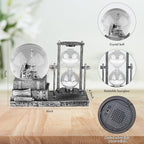 LED MusicCrystal Snow Globe， Sand Timer ，Hourglass,Home Decor,Table Decor for Living Room ，Office Desk Decorations[ Silver Tower]