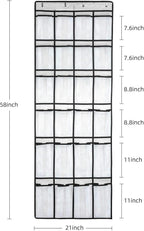 Over the Door Shoe Organizer, Hanging Shoe Organizer with 24 Mesh Large Pockets Door Shoe Rack Organizer for Men Women Kids Hanging Shoe Storage Bag.(White