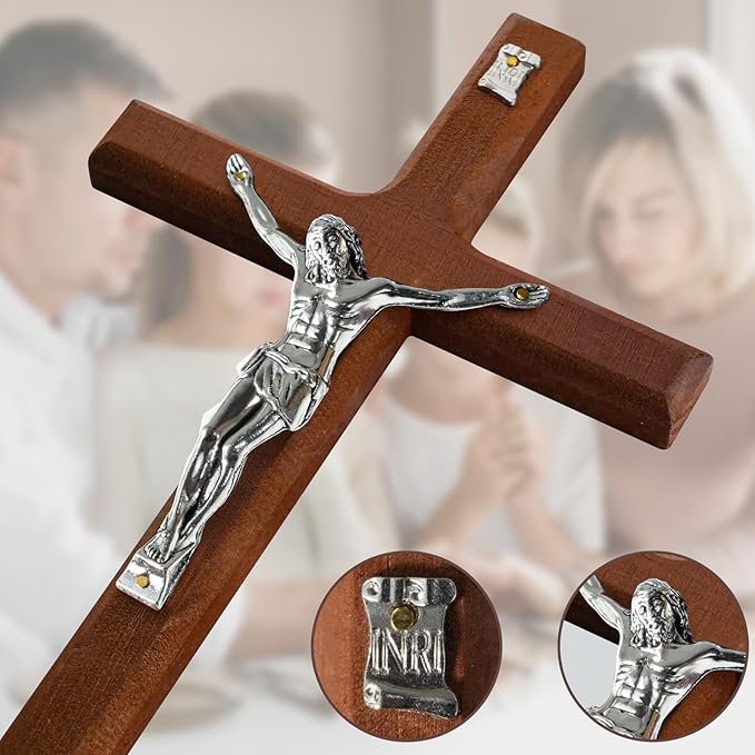 XIPENGKEJI Wooden Cross for Wall,Can be Used for Christian Wall Art,Jesus Cross Decorp-Perfect Decoration,Catholic Crucifix Home Decoration for Spiritual alvation,Christian Gifts-7.87Inch X 4.5Inch(Black)