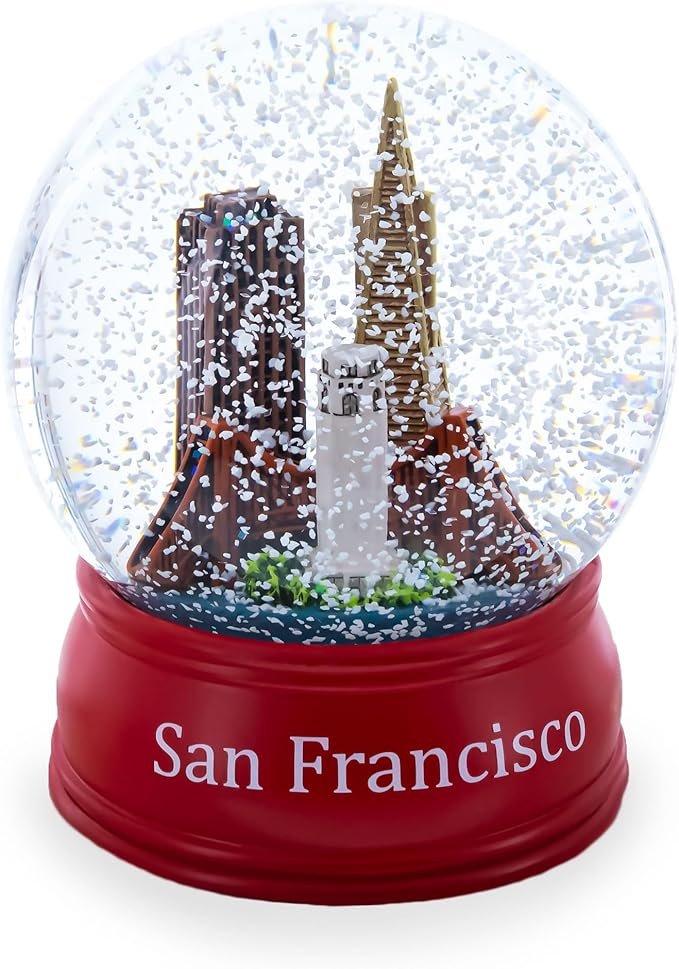 San Francisco Skyline with Iconic Landmarks Glass Water Snow Globe