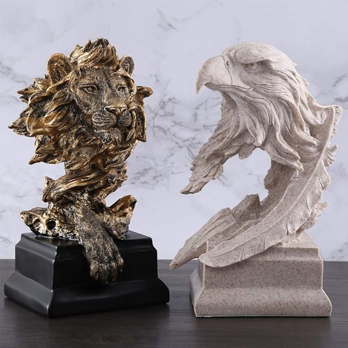 H&W Sandstone Bald Eagle Figurines - The USA's National Emblem - Statue Decoration for Home/Study/Living Room, Great Collectible Figurines, Best Gift for The Man, Sandstone Color (HH17-D4)