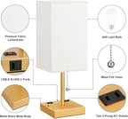 aooshine Medium Table Lamp with USB Ports - 3 Color Temperature Bedside Lamp for Bedroom, Pull Chain Control, USB A and C Ports, 2 AC Outlets, Bulb Included
