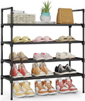 Kitsure Shoe Rack - 4-Tier Shoe Organizer, Shoe Rack for Closet, Entryway, Bedroom, Easy- Assembly Storage Shelf with Side Handles, 27.6" Wide - 4 Tiers, Black