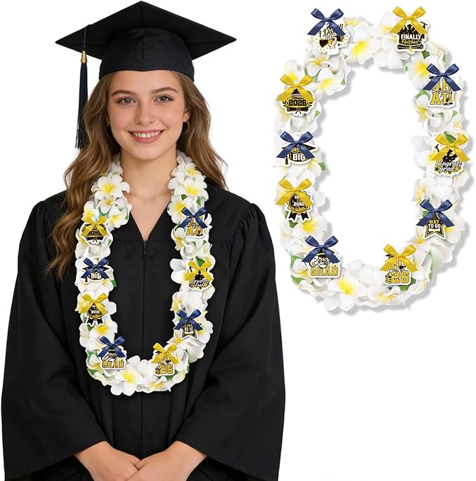 Leis for Graduation 2026, Artificial Flower Wreath with Cards Graduation Lays Gifts, Congrats Grad for High School