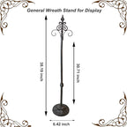 Display Stand for Wreath Handbag Purse Standing Metal Wreath Hanger Holder on Floor (Bronze)