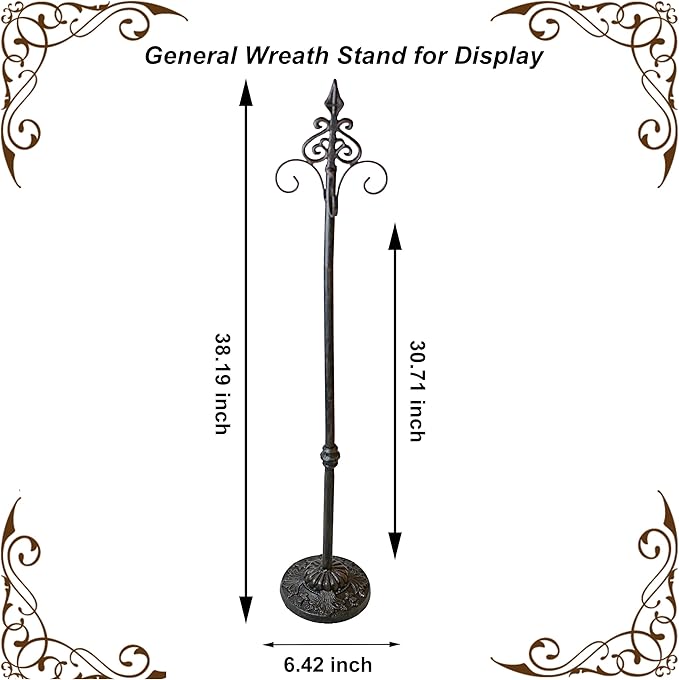 Display Stand for Wreath Handbag Purse Standing Metal Wreath Hanger Holder on Floor (Bronze)