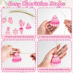 Pink Candy Ornaments for Christmas Tree Decorations, 12 PCS Soft PVC Candy Sweet Christmas Ornaments for Xmas Tree Party, Home, Office Decor