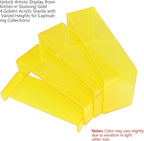 ELEGANTLIFE Acrylic Display Risers Set of 4, 4-Level Tiered Display Stands for Cupcakes, Small Figures & Jewelry, Compact Countertop Display Shelf, Multiple Colors Available (Light Yellow (Translucent))
