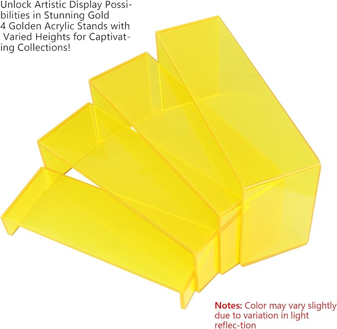 ELEGANTLIFE Acrylic Display Risers Set of 4, 4-Level Tiered Display Stands for Cupcakes, Small Figures & Jewelry, Compact Countertop Display Shelf, Multiple Colors Available (Light Yellow (Translucent))