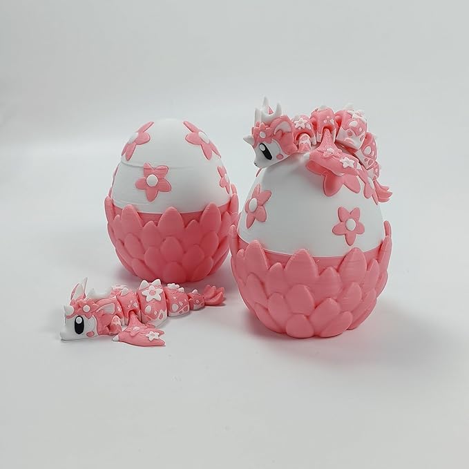 Enchanted 3D Egg with Miniature Inside - Handcrafted Printed Collectible | Fantasy Decor & Gift (Cherry Blossom Dragon & Egg (Box))