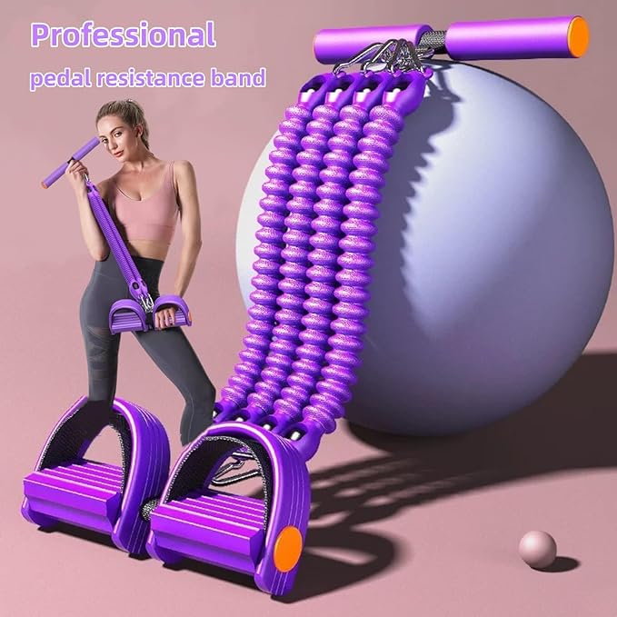 Resistance Bands for Exercise,6-Tube Elastic Yoga Pedal Puller Resistance Band, Natural Latex Tension Rope Fitness Equipment, for Abdomen/Waist/Arm/Leg Stretching Slimming Training
