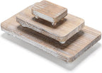 Maitys 3 Pcs Wooden Risers for Display Pedestal Stand Wooden for Decor Farmhouse Vintage Rustic Stackable Kitchen Stand Tray Riser, 3 Sizes(12 x 6.7, 8 x 4.7, 4 x 2.8 in,White)