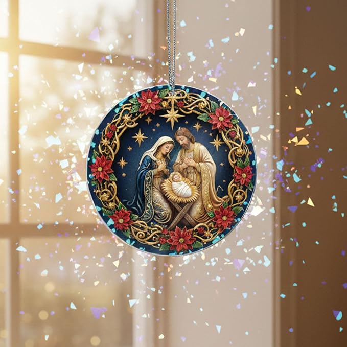 Nativity Christmas Ornament 2025 - Christian Christmas Ornaments – Religious Oranament – Christmas Tree Ornament – Religious Holiday Keepsake Gift