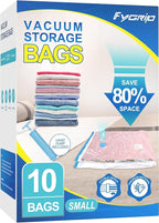 Vacuum Storage Bags with Hand Pump, Plastic Packaging Bags, 80% Space Saver Vacuum Seal Bags for Clothing, Travel Lugggage, Blankets, Comforters, 10 Small