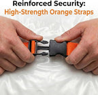Memory Foam Mattress Vacuum Bag, Heavy-Duty Mattress Storage Bag for Moving and Transport, Mattress Compression Bag with Straps & Dual-Zip Seal (Orange Straps, Queen/Full-XL)