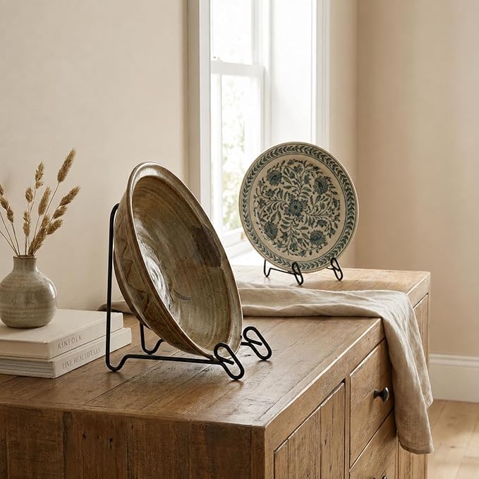 Artliving 2 Pack Display Stand Easel Iron Bowl Stands for Display Medium Deep Bowls, Platters and Deep Dishes