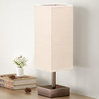 aooshine Brown Small Table Lamp - Bedside Lamp for Bedroom, Minimalist Nightstand Lamp with Square Shade, Desk Lamp for Kids Room