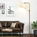 Nintiue [Upgraded] Dimmable Floor Lamp, 1000 Lumens LED Edison Bulb Included, Modern Arc Standing Tall Brown Floor Lamp for Living Room Bedroom Office Dining Room