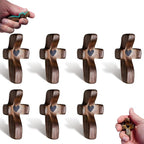 Cross My Heart,Wooden Cross,Encouragement Gift Stress Relief Cross,Prayer Cross for Hand,Pocket Cross Christian Gifts for Women and Fidget Toys for Children and Adults(Black 7Pcs
