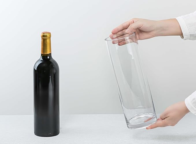 CYS Excel Clear Glass Cylinder Vase (H:12" D:4") | Multiple Size Choices Glass Flower Vase Centerpieces | Hurricane Floating Candle Holder