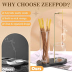 2 in 1 Incense Holder for Sticks with Glass Ash Catcher, Upside Down Anti-Ash Incense Stick Burner, Modern Vertical Incense Holder for Yoga, Spa, Meditation and Home Decor （Black）