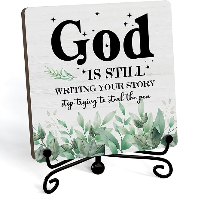 Home Decor, Farmhouse Shelf Decor For Living Room, Boho Aesthetic Table Decorations, Christian Gifts For Women Men, Entryway Tv Stand Fireplace Mantle Coffee Table Decoration (story-06)