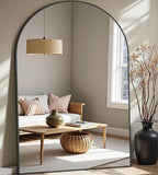 Prywot Full Length Mirror, Oversized 81"x41" Arched-Top Floor Mirror, Free Standing Mirrors, Modern Full Body Mirrors with Aluminum Alloy Frame for Bedroom,Living Room, Black