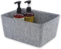 Welaxy Felt Storage Bin, Wide Deep Drawer Organizer Caddy for Makeup, Jewelry, Stationery, Closet & Bathroom, Minimalist Box (Gray Bin, M)