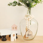 Meplait Home Wooden Bead Garland with Tassel, Decorative Beads Home Decor Farmhouse Tassel Garland Boho Decor for Tiered Tray（38in）