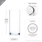 WGV Cylinder Vase Bulk, Width 7", Height 16", Clear Wide Large Diameter Flower Glassware, Floral Container, Planter Terrarium for Wedding Party Event, Home Accent Decor, 4 Pieces