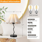 EOEYYOYB Pleated Table Lamp, Set of 2 Table Lamps for Bedroom, Bedside Lamps for Nightstand with Linen Lampshade, Modern Lamp for Bedroom Home Office Decor, Black
